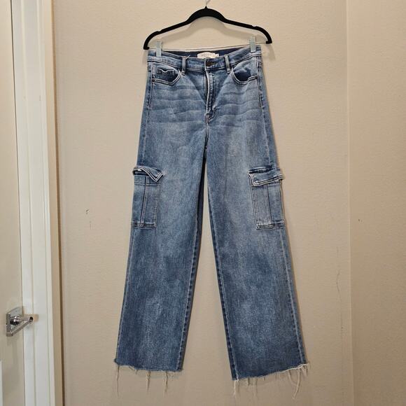 Hidden Distressed Women's Wide Leg Cargo Jeans Size 29 - Picture 1 of 9